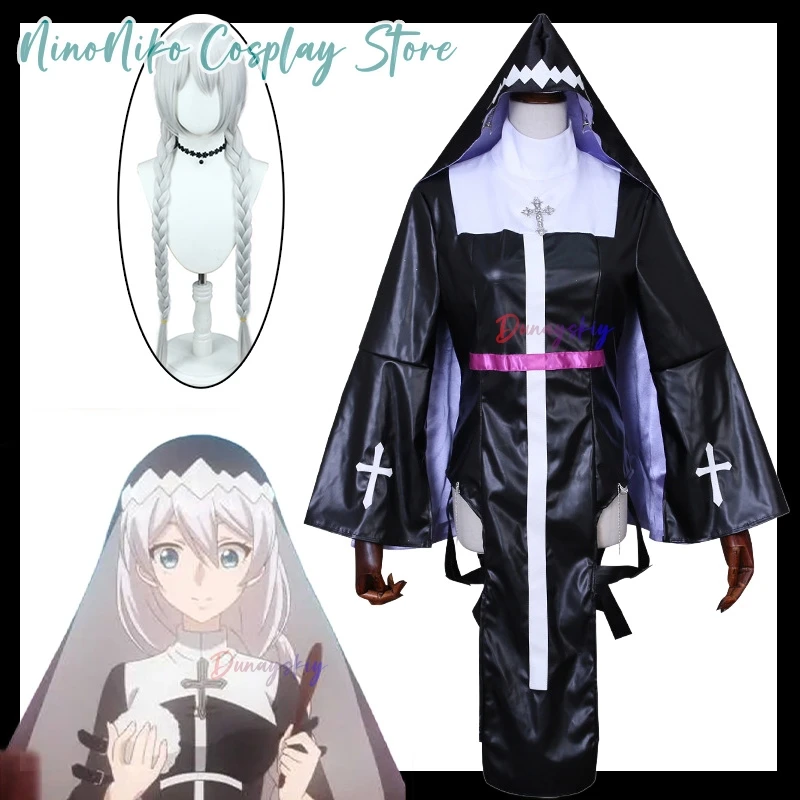 

Honkai Impact 3 Kallen Kaslana Nun 코스프레 - Battle-Damaged Vestment with Silver Cross & Wig for Halloween/Anime Limited Edition