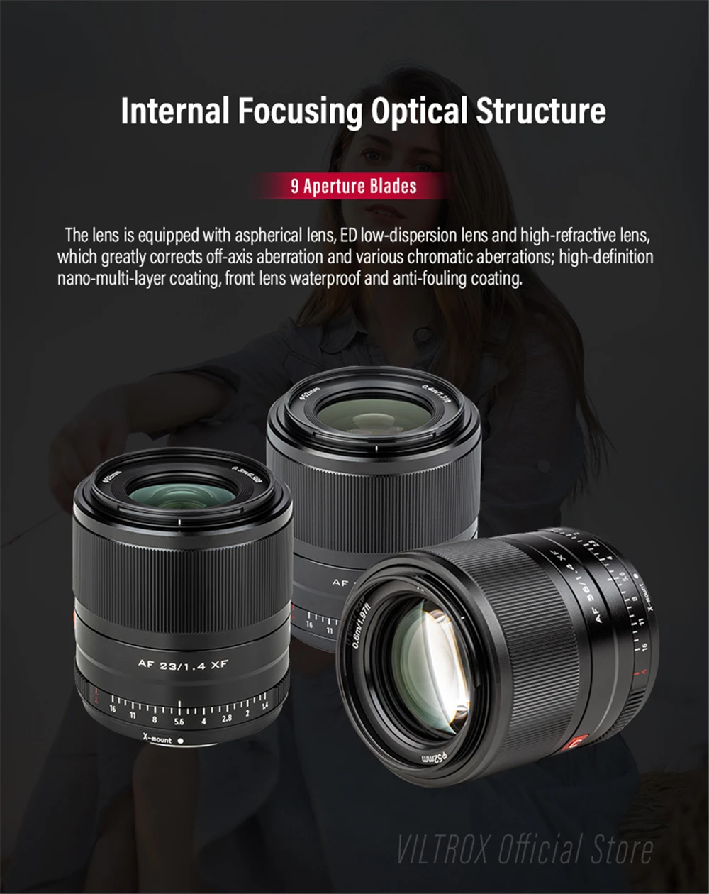 Viltrox 23mm 33mm 56mm F1.4 XF Objektiv Autofokus Porträtobjektive mit großer Blende für Fujifilm Fuji X Mount Kameraobjektiv X-T4 X-T30 – Detail 12