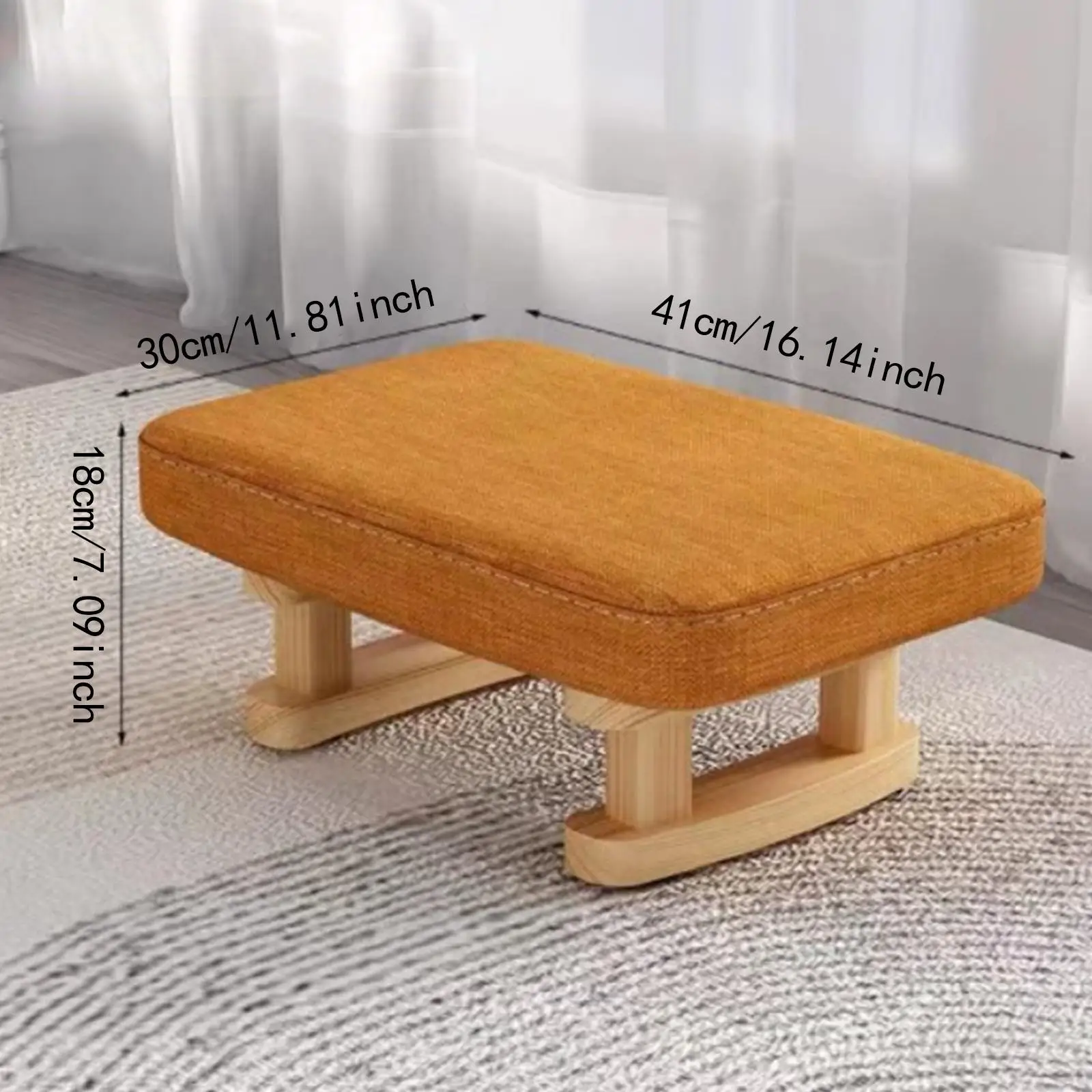 

Compact Rectangle Foot Stool Ottoman for Bedroom Office Living Room Extra Seating Storage Bench with Sturdy Fabric Cover
