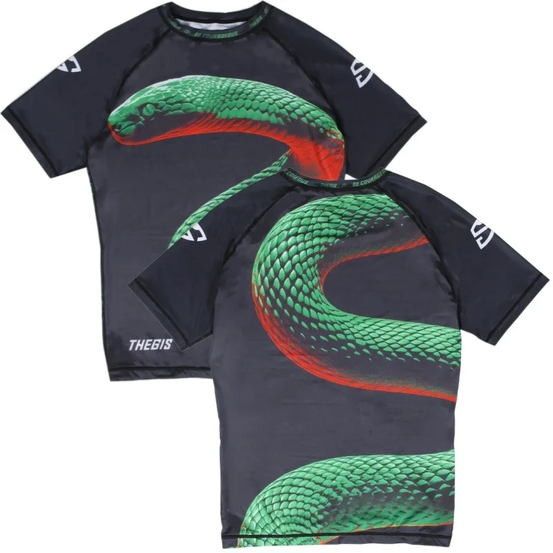 2026 New Unisex BJJ Rash Guard 3D Python Print High-Stretch Quick-Dry Abrasion-Resistant and Breathable  Grappling Training Gear