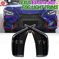 For Lexus ES 2018 - 2023 F Sport Style Front Fog Lamps Shade Foglight Grille Hoods Wind Knife Fangs Decorative Cover Trim Black