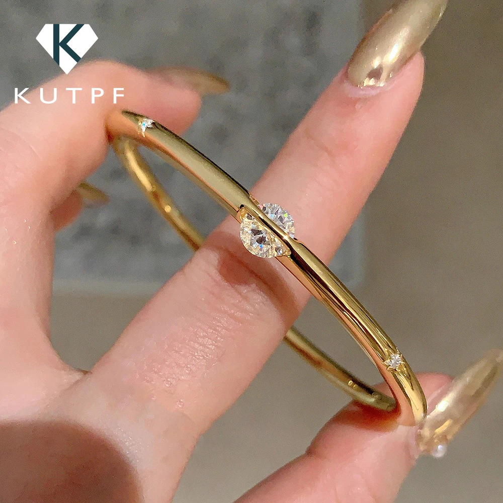 

Planet Solitaire High Carbon Diamond Bracelet for Women 100% 925 Sterling Silver Plated 18K Gold Engagement Bangles Fine Jewelry