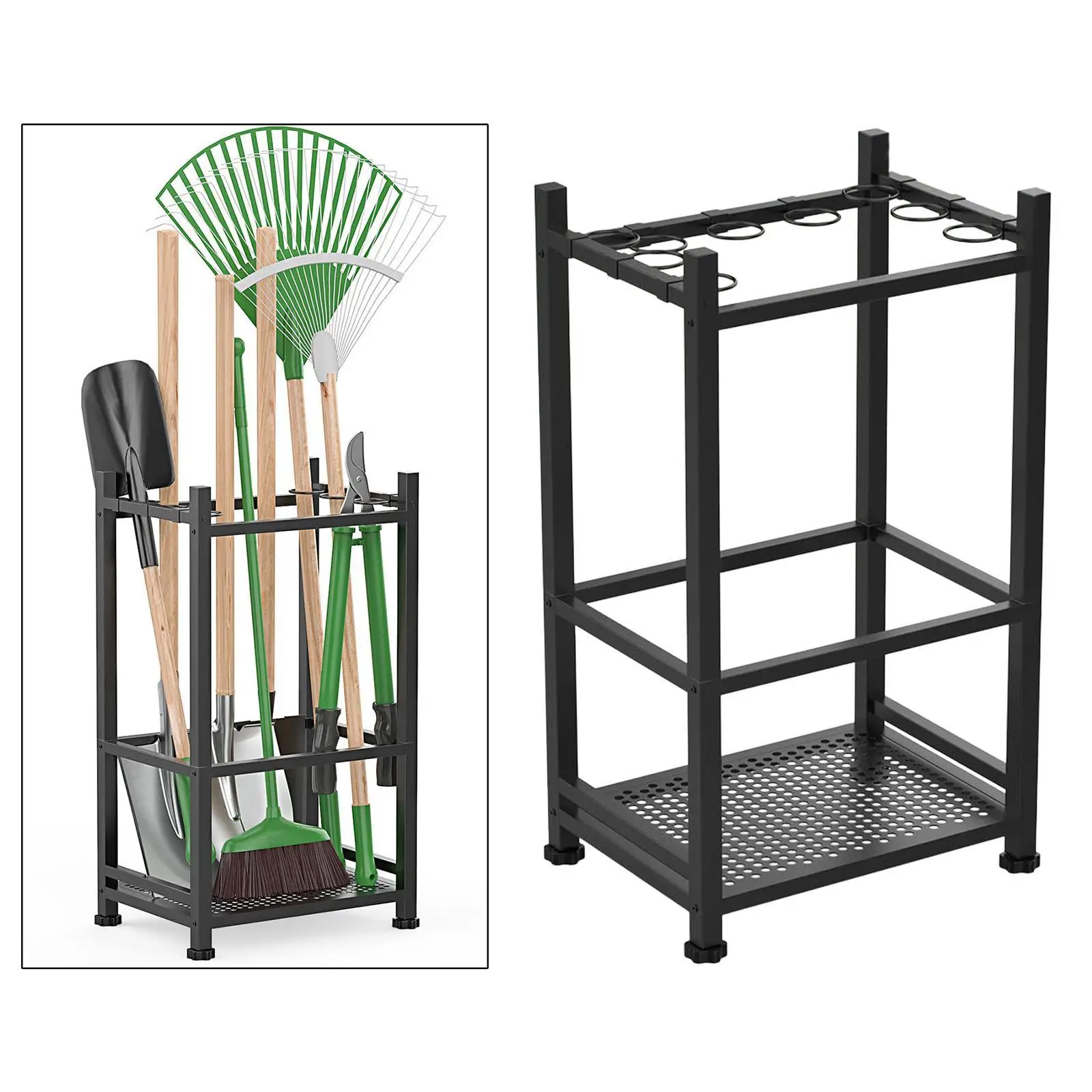 Garden Accessories Tool Organizer Metal Storage Rack for Garage Shed Outdoor Lawn Tools and Equipment