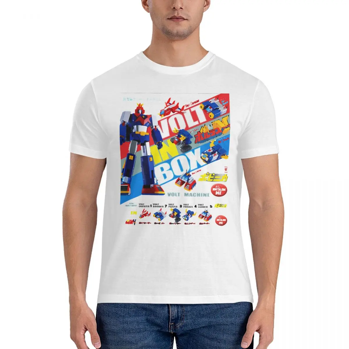 DX Vintage Men's T Shirt Voltes V Cool Tee Shirt Short Sleeve Round Neck T-Shirts Pure Cotton Summer Clothes