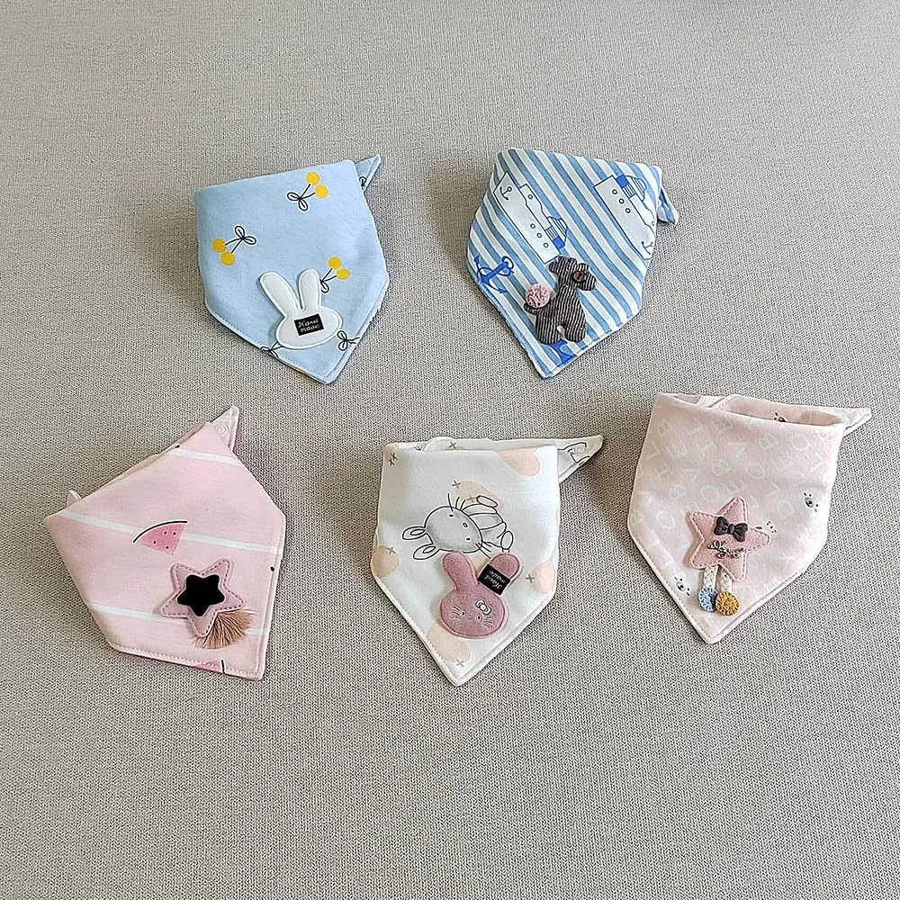 

5 Pieces Baby Bandana Bibs Boy Girl Cotton Triangle Lunch Infant Feeding Burp Cloth Teething Saliva Towel Newborn Stuff