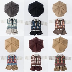 Ob11 Doll Clothes Diamond Grid British Style Vest Set Doll Student Uniform Doll Hat For Ob11,Obitsu11,Molly,1/12 Bjd Doll