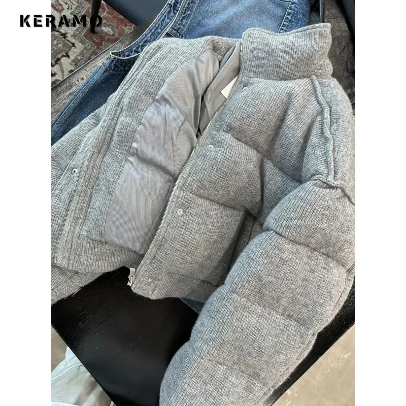 2024 Winter Korean Casual Chic Single Breasted Parkas Slim Fit Jacket For Women Short Outerwear Fashion Warm Thick Solid Coat