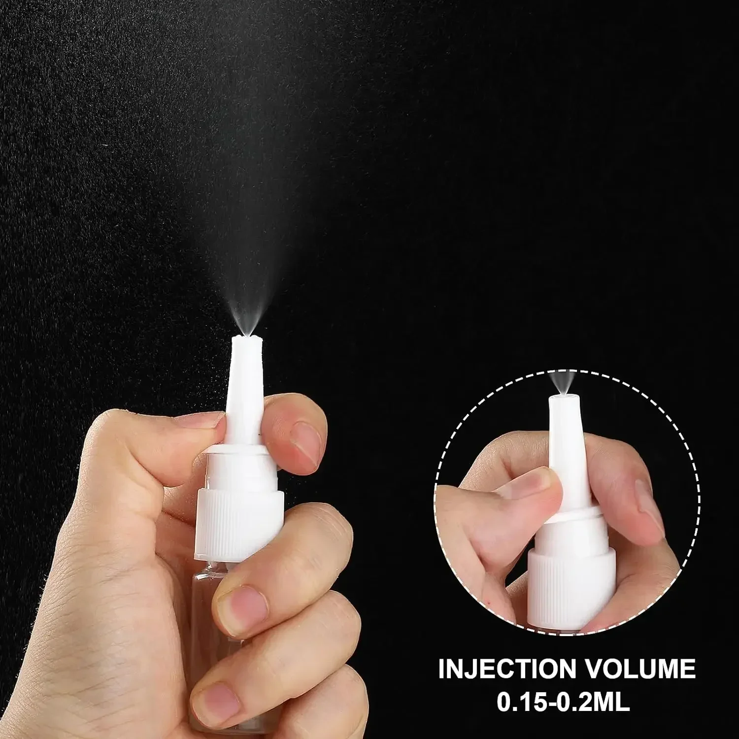 Bomba de pulverización Nasal vacía, botellas de plástico blanco, accesorios de embalaje, 5 piezas, 10ml-60ml