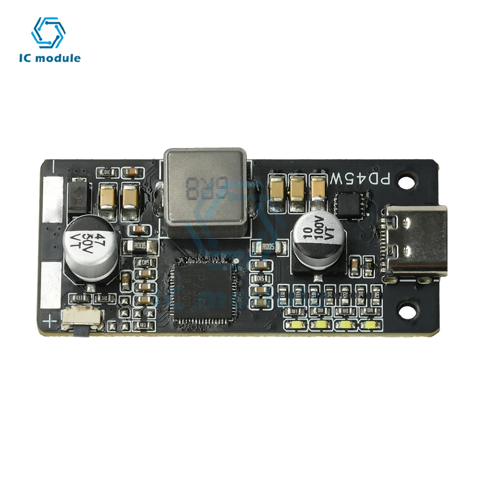 2-6S PD45W وحدة تفريغ الشحن السريع QC3.0 + مخرج Type-C لبطارية Li-ion/LiFePO4 لوحة بنك الطاقة العالمية