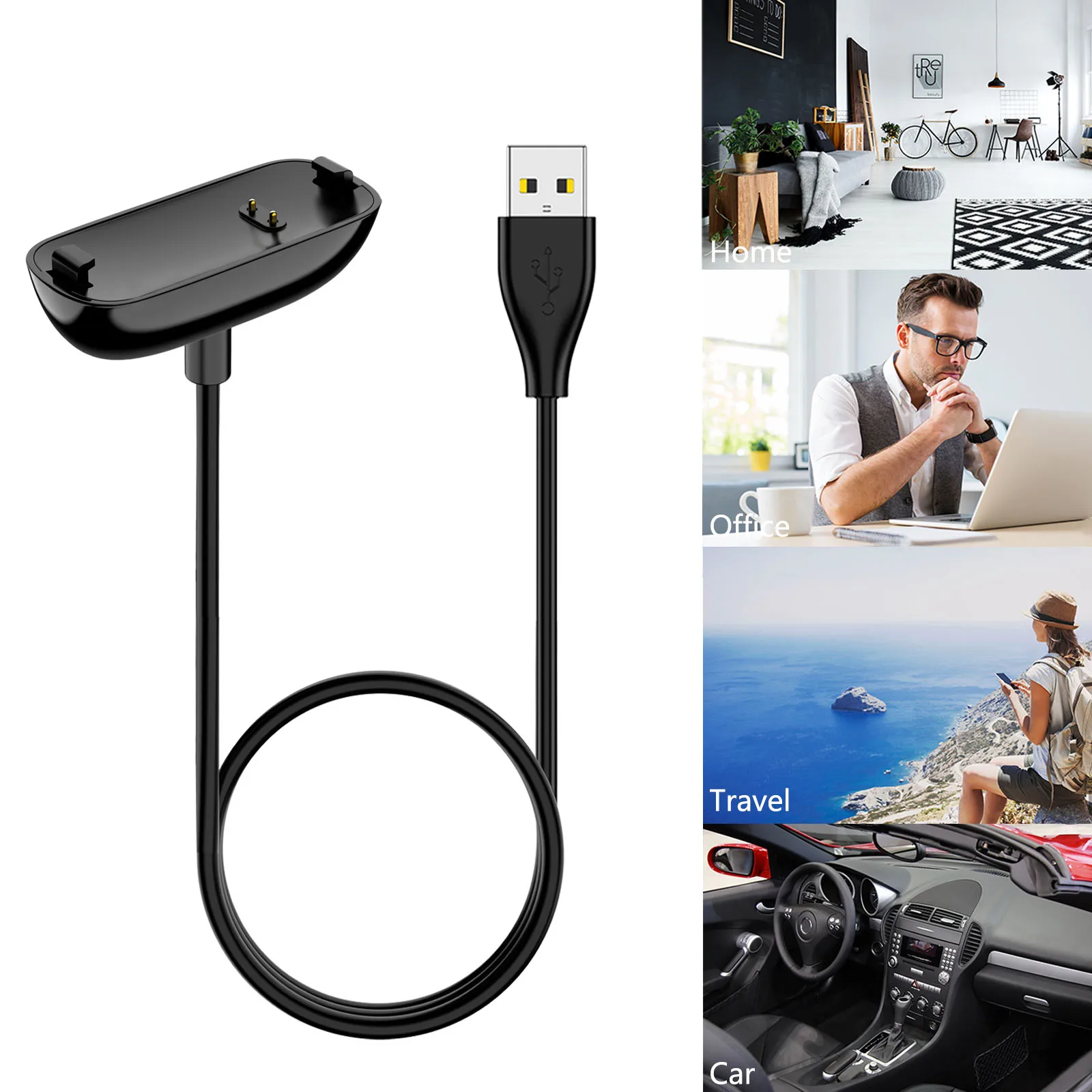 Cargador USB de 100cm para Fitbit inspire/inspire 2/inspire 3, Cable de carga, Clip Dock para cargador Fitbit inspire HR/ACE 2/ACE 3