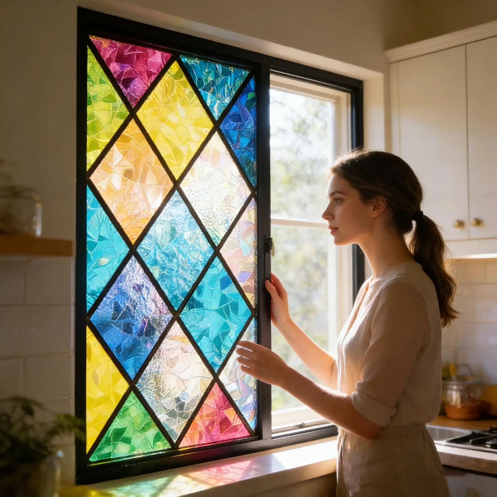 Window Privacy Film Non-adhesive Anti-Glare Heat-Blocking Static Window Privacy Film for Home Apartment College Dorm Hotel