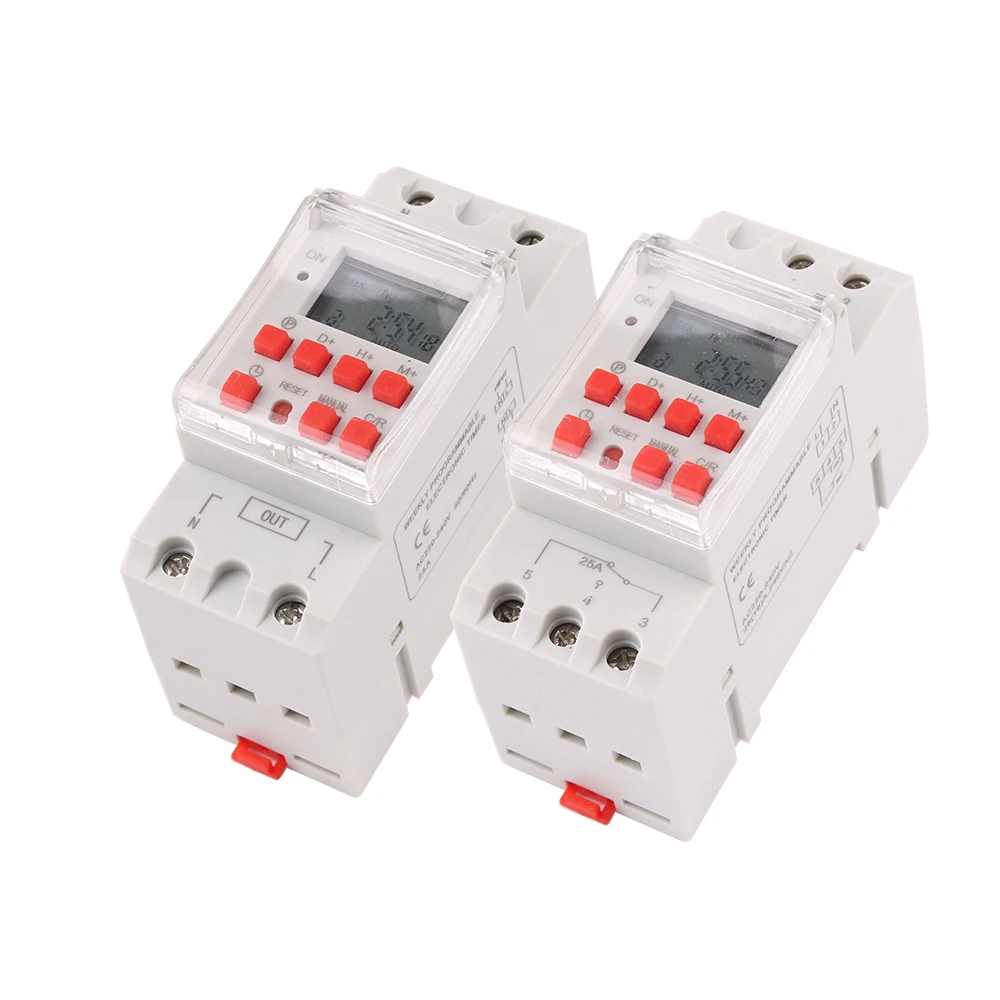 time switches din rail digital THC25A 30A weekly programmable electronic microcomputer timer 220V 230V 12V AC bell ring Tp8a16