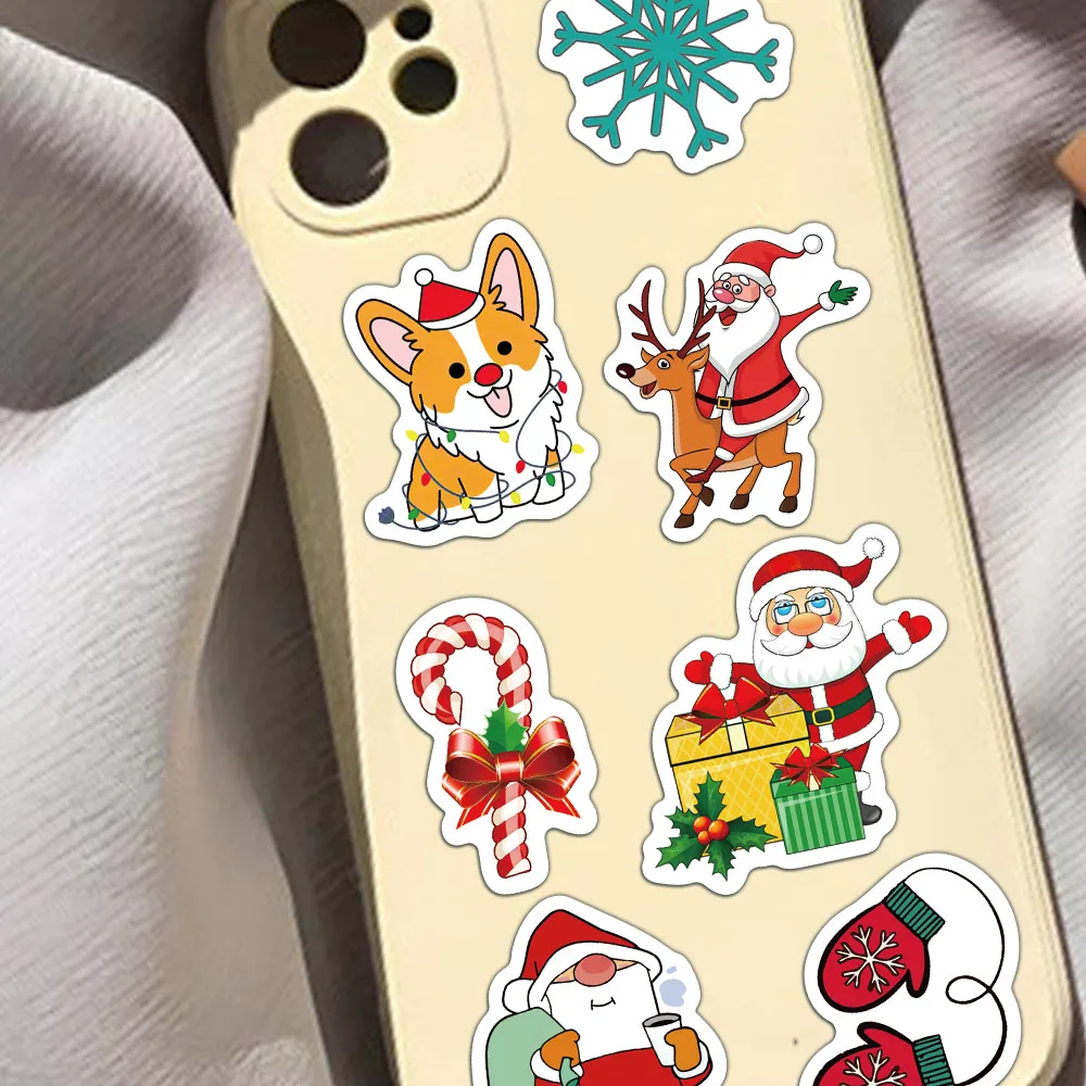 8PCS Christmas Stickers Little Deer Santa Claus Phone Case Computer iPad Laptop Luggage Waterproof Stickers