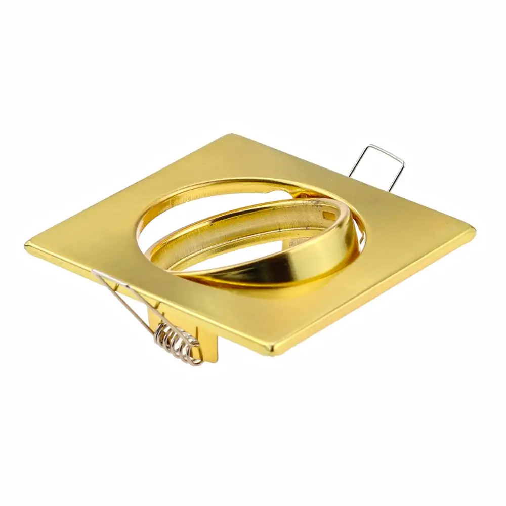 Modern Square Golden Recessed Spotlight Mounting Frame MR16 GU10 Socket Adjustable Ceiling Fitting Hole Lamp Lighting Fixture