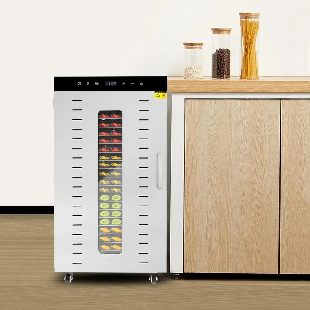 

Commercial Food Dehydrator 20 Stainless Steel Trays, 1700W Large Machine Capacity Food Dryer, 24H Timer, 86 ℉ - 194 ℉ Adjustable