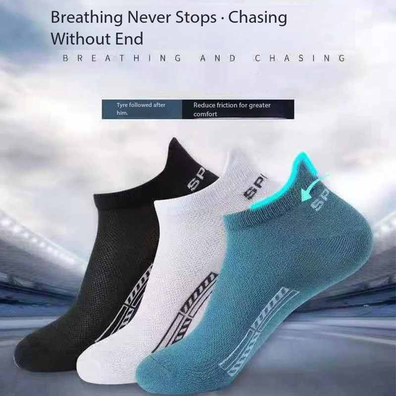 5Pairs High Quality Men Ankle Socks Breathable Cotton Sports Socks Mesh Casual Athletic Summer Thin Cut Short Sokken Size 38-45