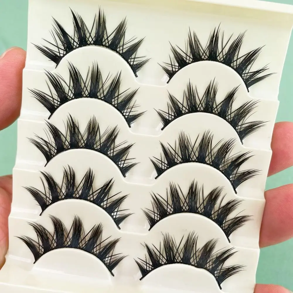 Wispy Fluffy False Eyelashes Natural Long Handmade Multilayers Cross Long Lashes Reusable 3D Messy Fake Lashes Beauty Makeup