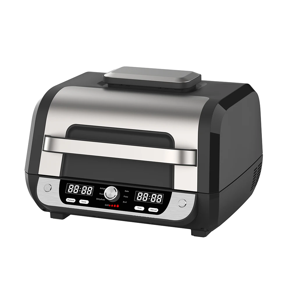 Electric Air Fryer Oven Mini Smart Power Microwave Combo Oil Free Deep with Silver Digital LCD 6l Dual