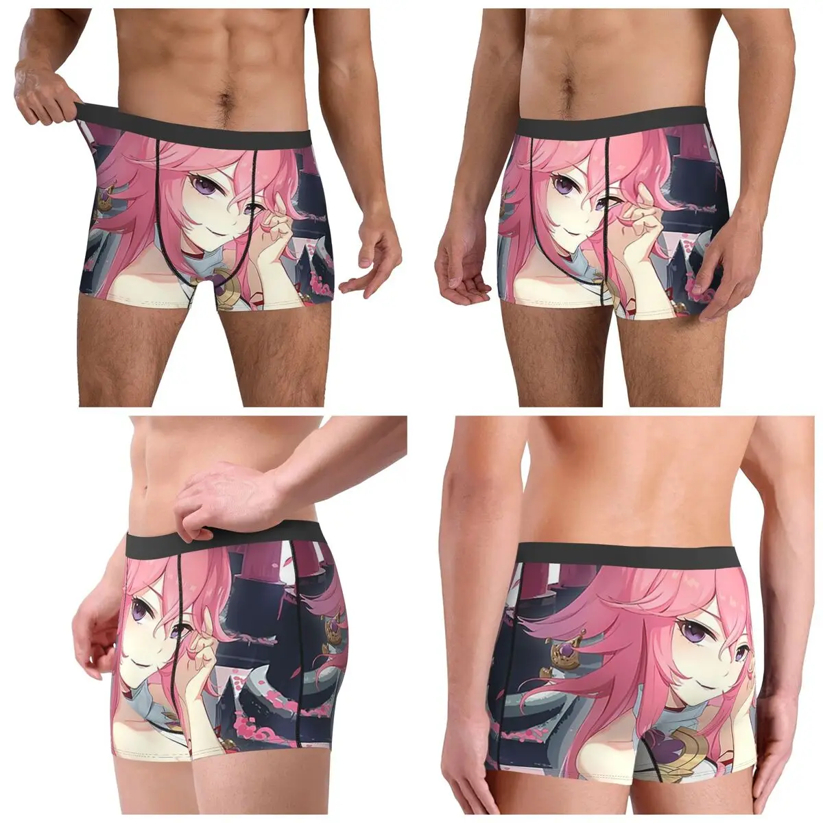 الملاكم السراويل السراويل Yae Miko Genshin تأثير سراويل الرجال ملابس داخلية جيدة التهوية ل أوم رجل صديقها هدية