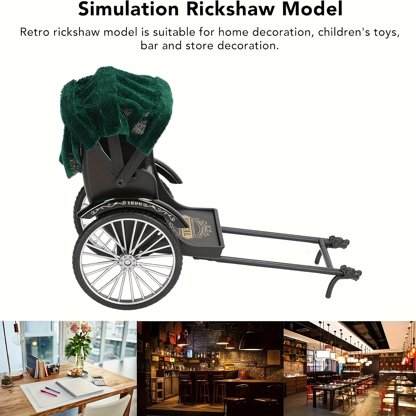Antyczny rower stary model rikszy stary retro wystawy kolekcjonerskie dekoracja stołu trójkołowiec, prezent urodzinowy