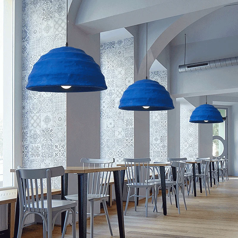 Japanese Style Wabi Sabi Restaurant Table Chandelier Creative Lighting Klein Blue Bar Decoration Handmade Designer Pendant Lamps