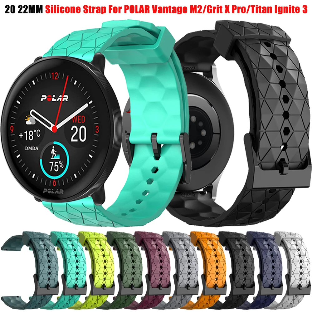 Ремешок силиконовый 20 22 мм для смарт-часов POLAR Vantage M2/Grit X Pro / Ignite 3 2/Unite