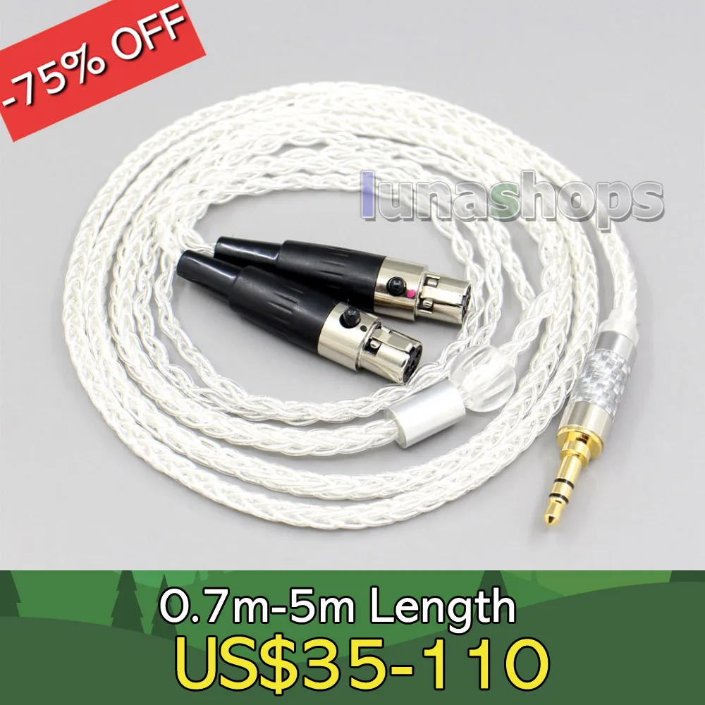 

2.5mm 4.4mm XLR 8 Core Silver Plated OCC Earphone Cable For Monolith M1570 Over Ear Open Back Balanced Planar Headp