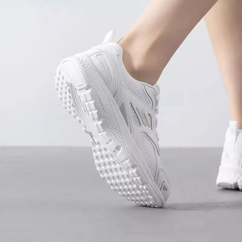 Skechers zapatillas de deporte para mujer, zapatos informales transpirables de malla de verano para correr, zapatos ligeros para correr que absorben los golpes