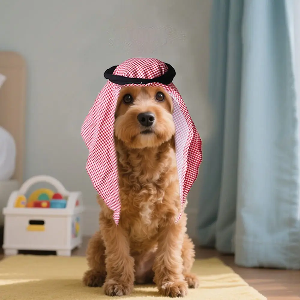 

Funny Adjustable Saudi Arabia Pet Hat Sunshade Soft Pet Headwear Fashionable Cat Decorative Hat Birthday Celebration
