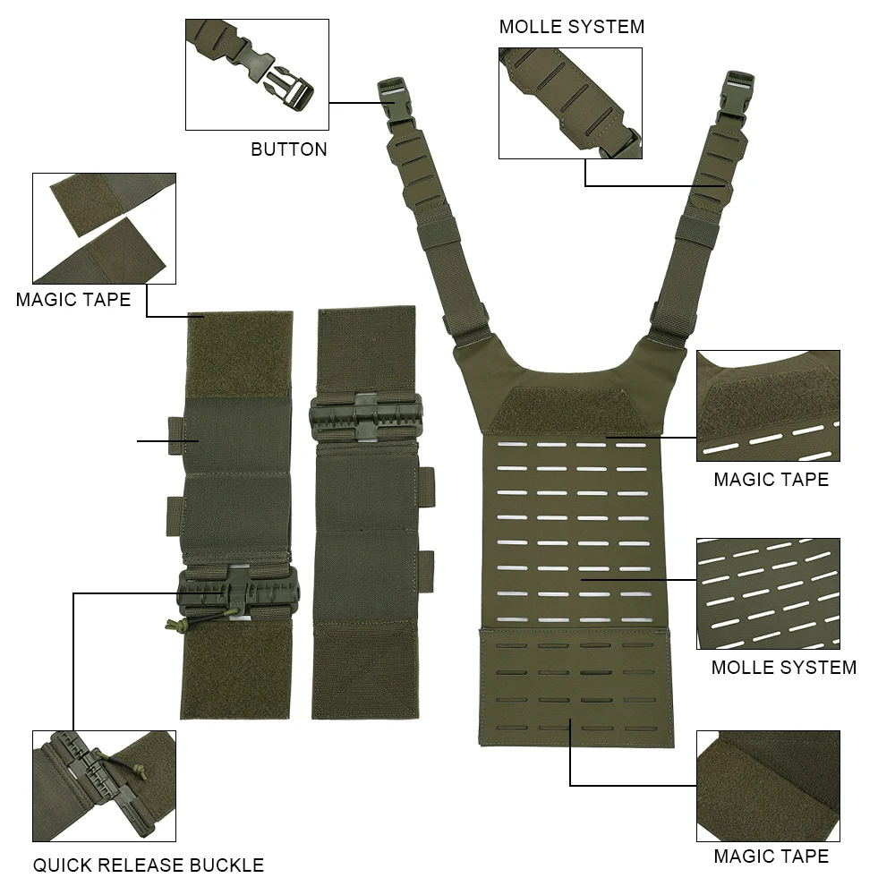 SINAIRSOFT Taktische Brustgurt-System MOLLE-Weste-Adapter für D3 SS MK Serie Airsoft Jagd Kampfausrüstung – Detail 3