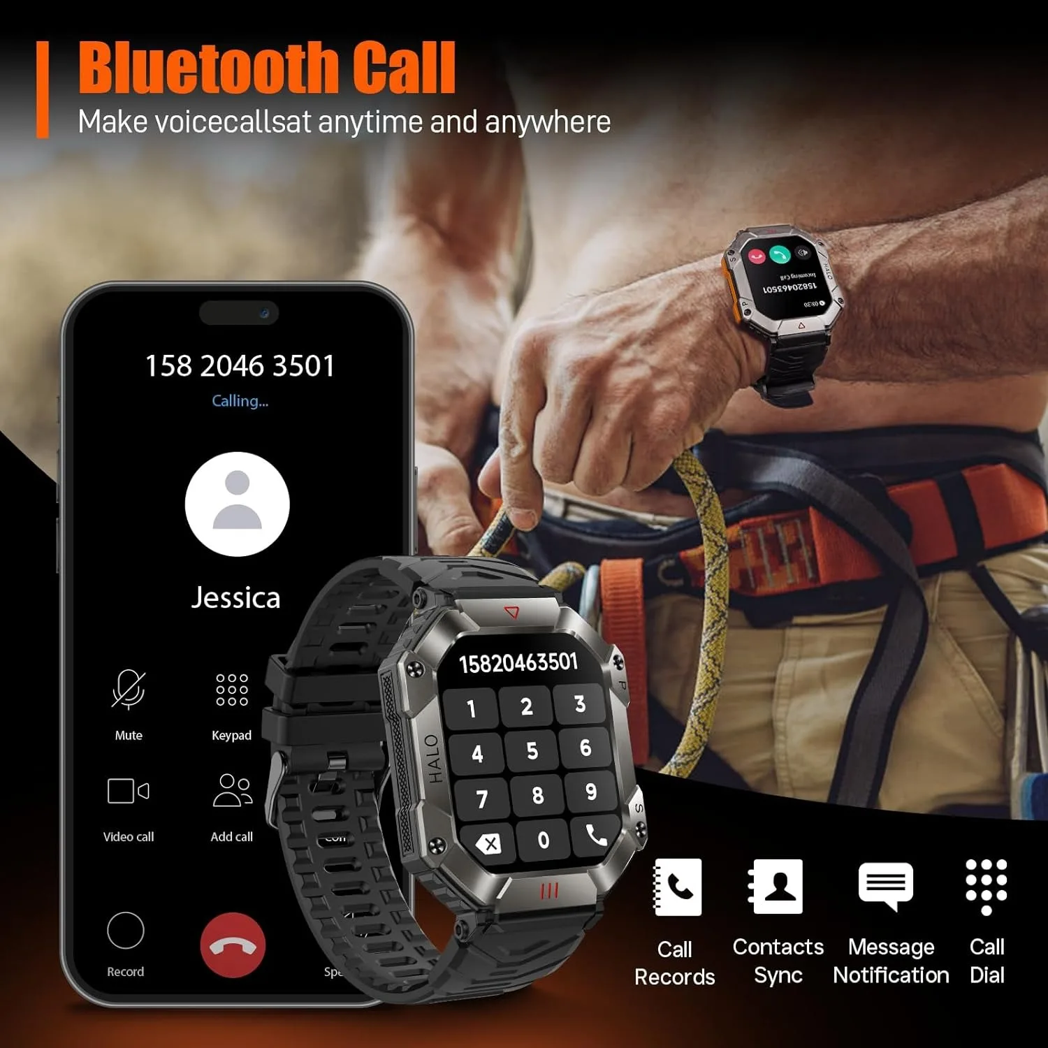 Reloj inteligente deportivo para hombre, dispositivo resistente al agua Ip68, con voz IA, Bluetooth y llamadas, para Android e IOS, 2024