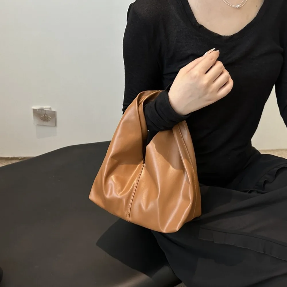 

Large Capacity Simple Pleated Handbag Square Stylish Women Tote Bag Solid Color Multifunction Single-shoulder Bag Girls