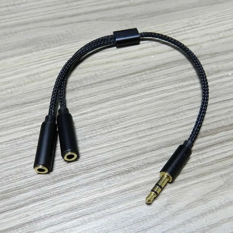 3.5mm rozdzielacz Audio Y Jack 1 męski do 2 żeńskich M/F 3.5mm słuchawki Stereo Adapter złącza akcesoria do słuchawek 25cm