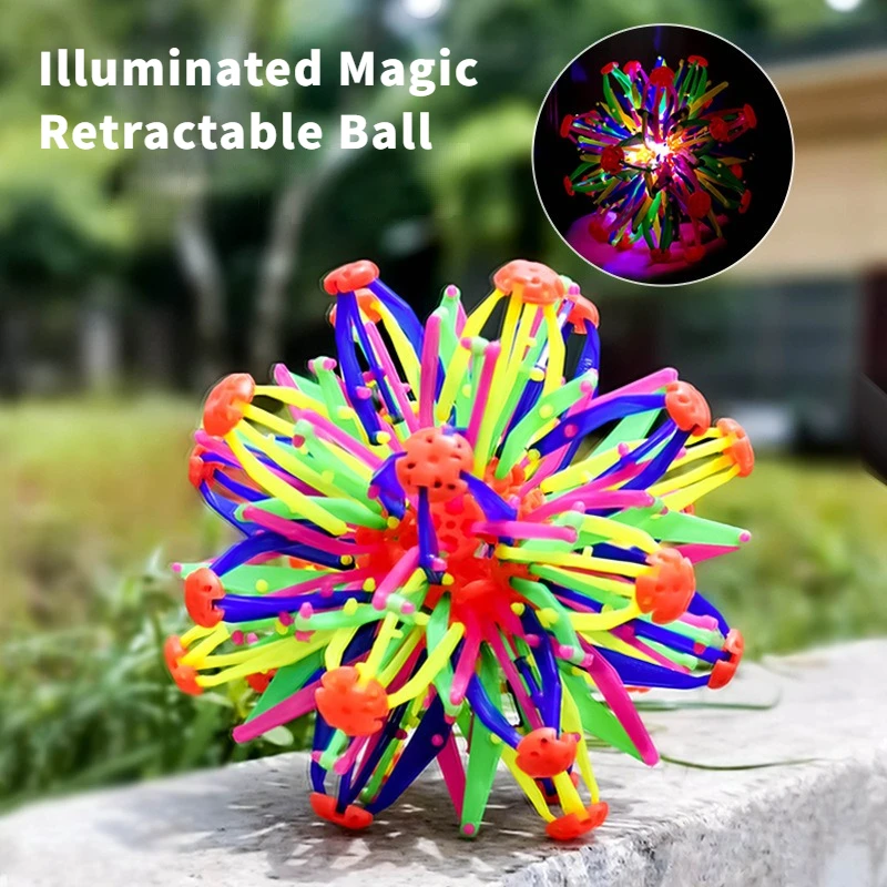 Versatile Shrink Ball Children's Toy Parent Child Outdoor Stretching Magician Throwing Ball Colorful Luminous Blossom Ball