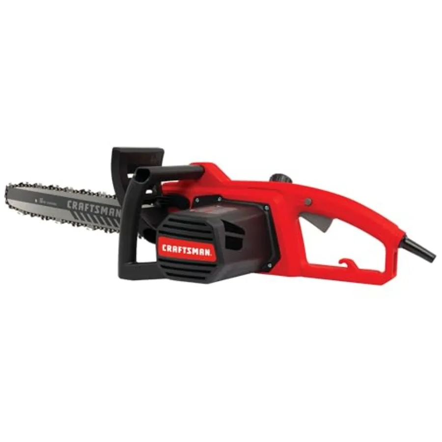 

Electric chainsaw for outdoor woodcutting high-strength steel bar and chain black and orange 16-inch bar length with 12-amp pow