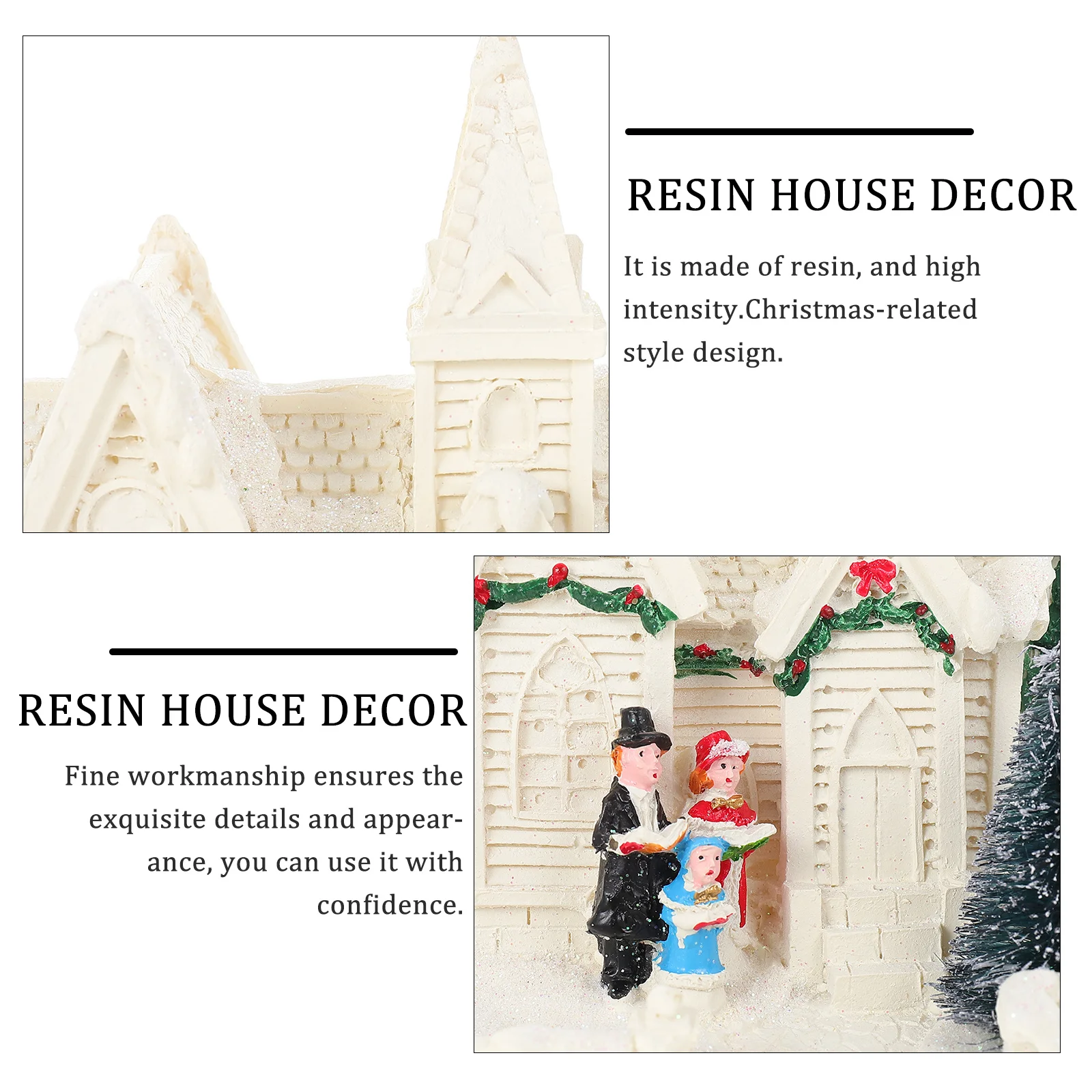 

Gingerbread Decor Resin Xmas Craft Desktop Adornment Festival Luminous Ornament White