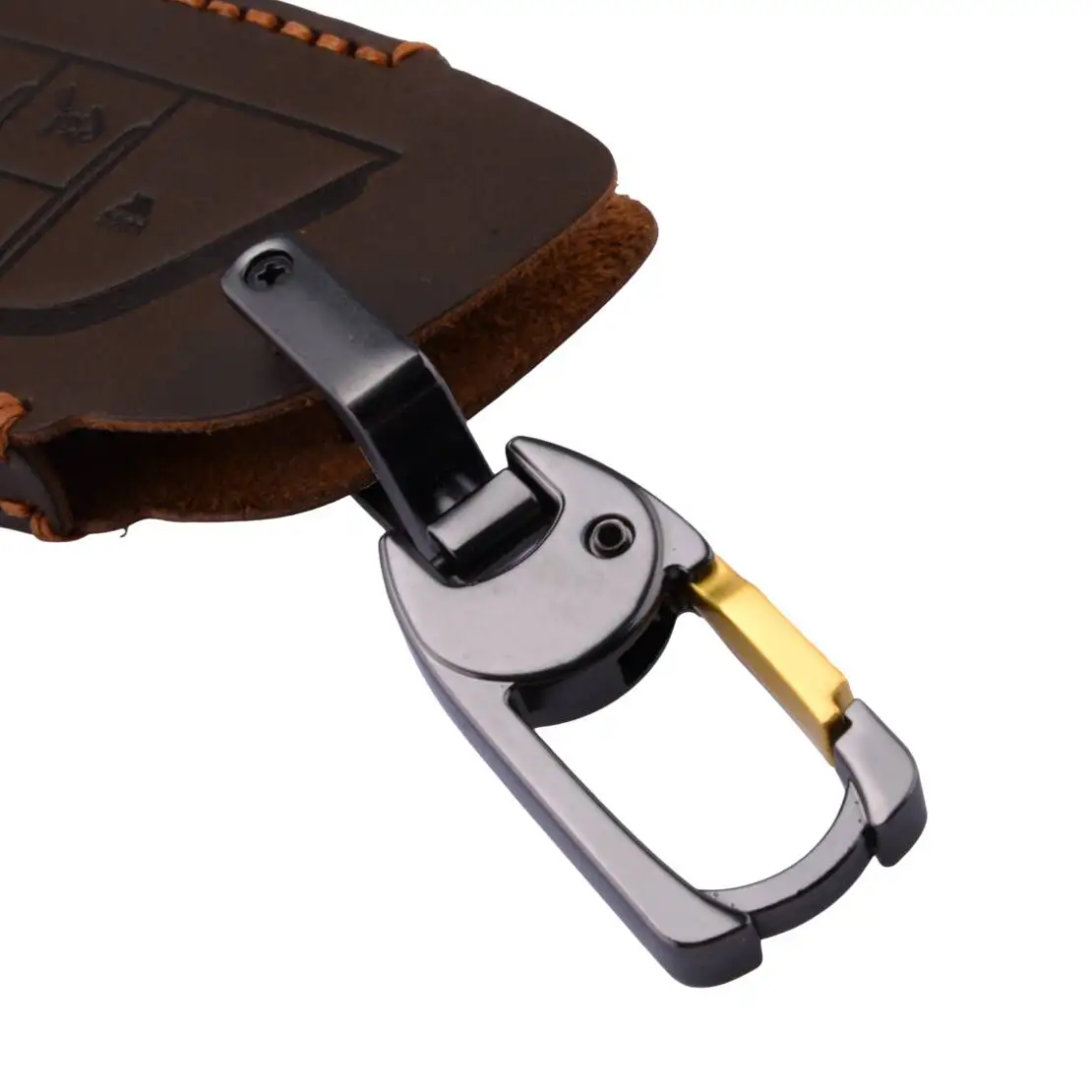 5 Button Brown Car Key Cover Fob Case Cowhide Leather Fit for Chevrolet Silverado GMC Sierra Buick 2022 2023 2024 view 4