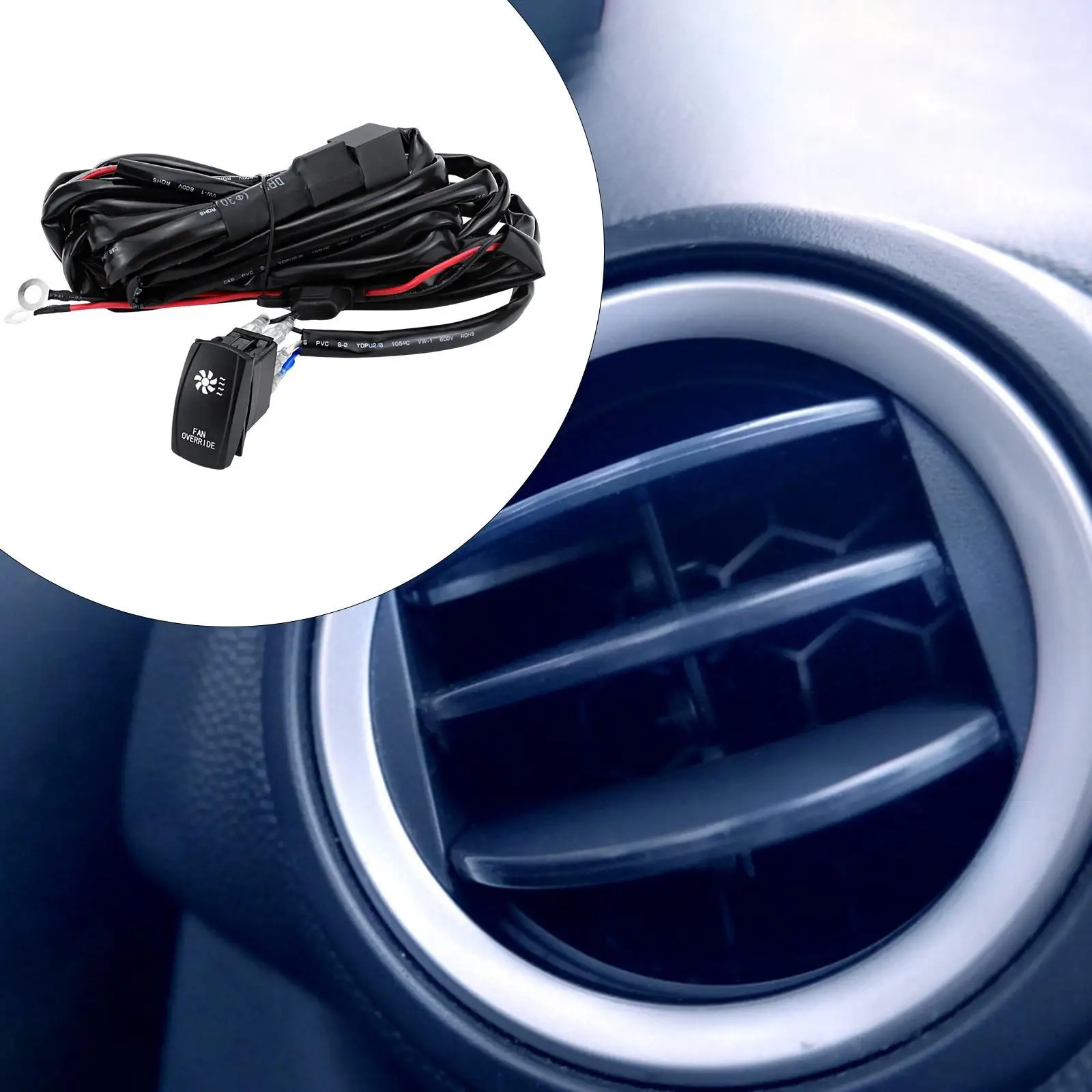 Cooling Fan Override Wiring Harness Rocker Switch Waterproof Easy to Install UTV