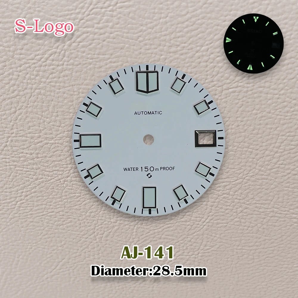 28.5mm NH35 Dial S Logo automatic Dial Fit NH35/NH36/4R/7S Automatic Movement Diving Dial C3 Green Luminous Watch Accessories ﻿