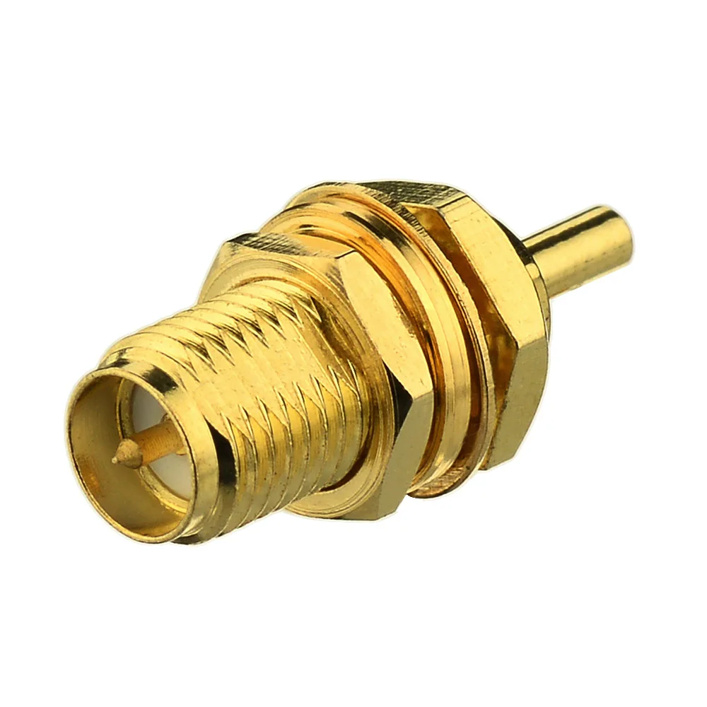 Superbat-RP-SMA Bulkhead RF conector coaxial para cabo, solda fêmea, pino macho, 1.13mm