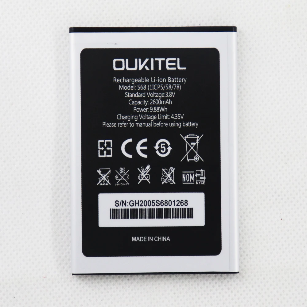 2022 Year Original 2600mAh S68 Battery For OUKITEL C16 Pro Mobile Phone Replacement