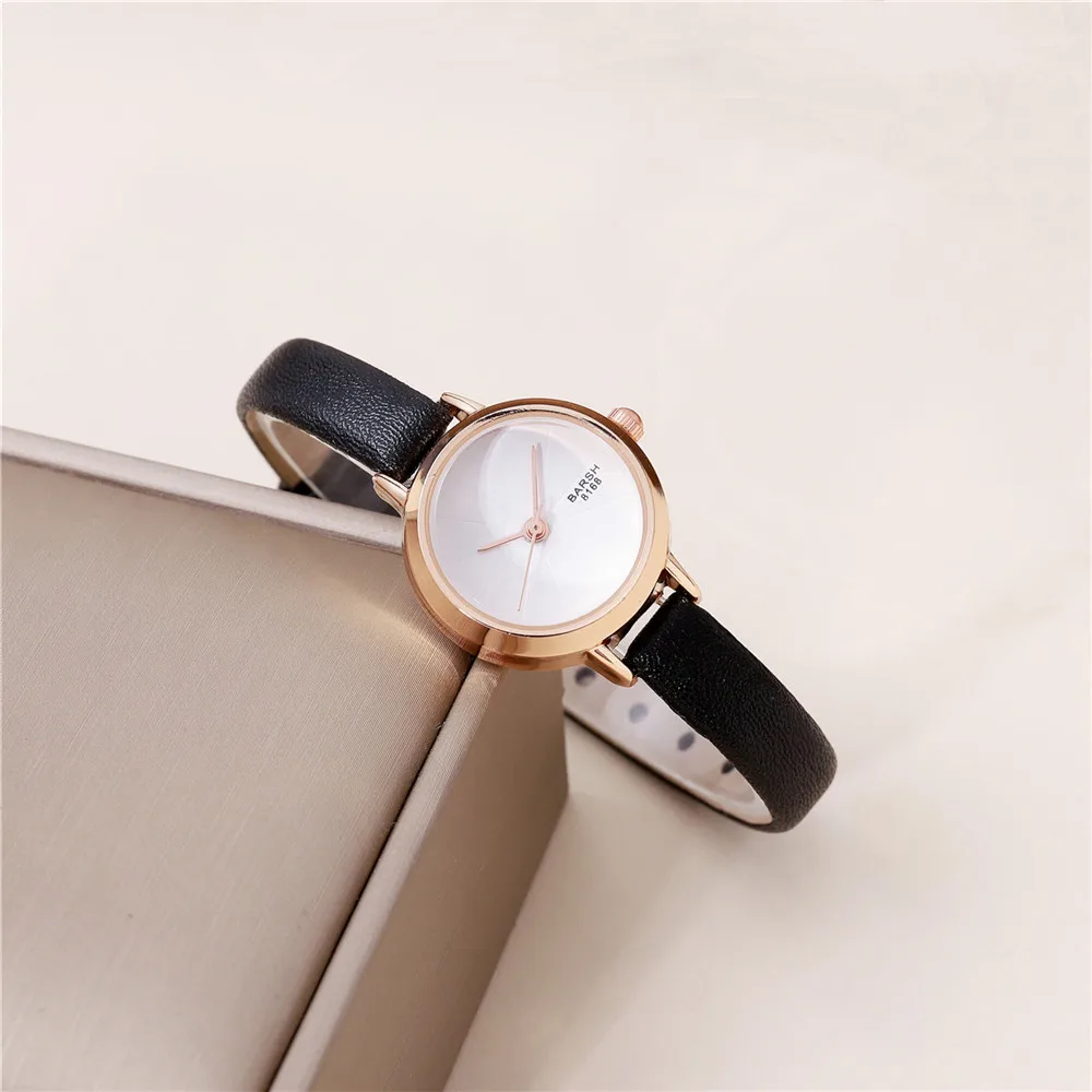 fashion small dial slim leather women lady quartz casual watch