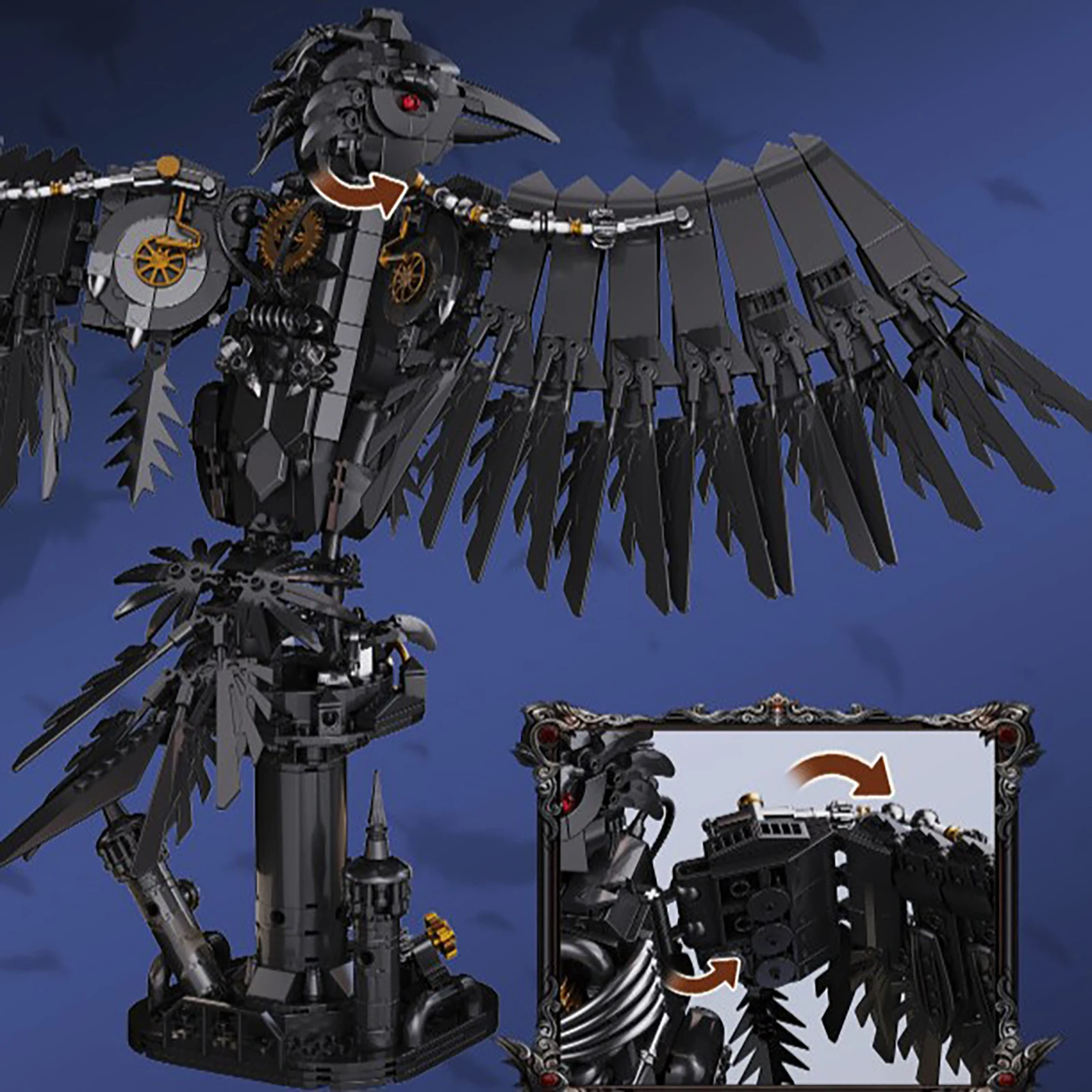 DK7063 الغراب الميكانيكية 1018 قطعة اللبنات الإبداعية التقنية نموذج لتقوم بها بنفسك أطقم منمذجة الطوب التجمع لعبة للأطفال الكبار #4