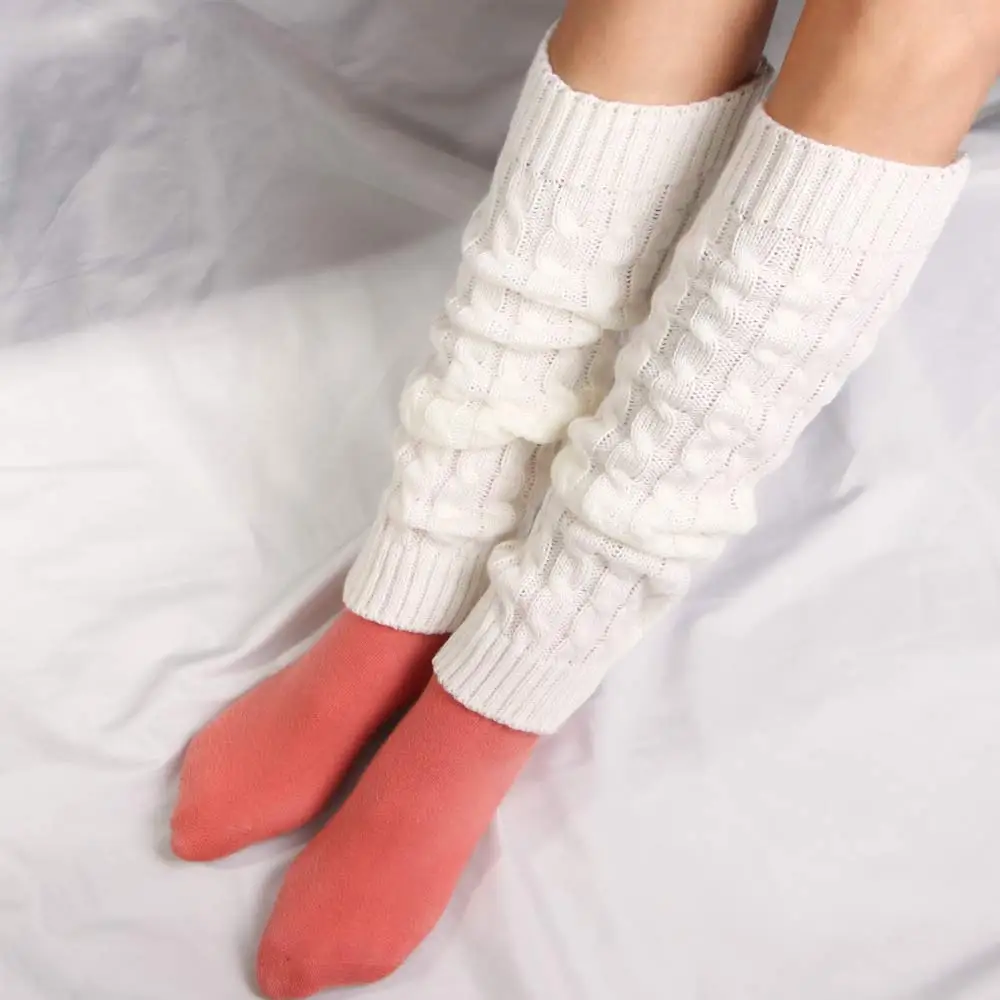 

Girl Winter Knitted Wool Ball Autumn Lolita Foot Cover Knee Cover Leg Warm Socks Leg Warmers