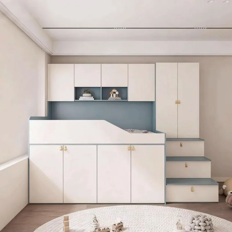 Half-height bed, desk, wardrobe, multi-functional combination bed set, bedroom, small apartment storage room