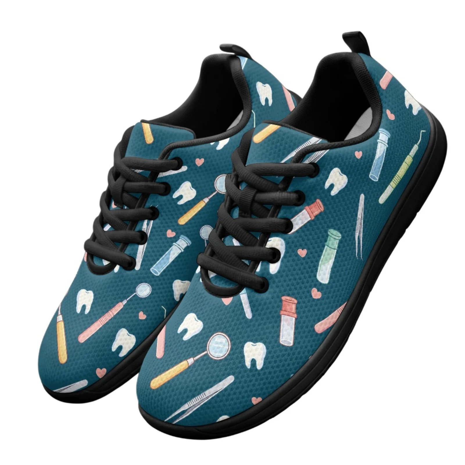 PENSTROLL Dental Tool Pattern Men's Running Shoes Mesh & EVA Athletic Shoes Quick Dry Daily Walking Footwear for Mens