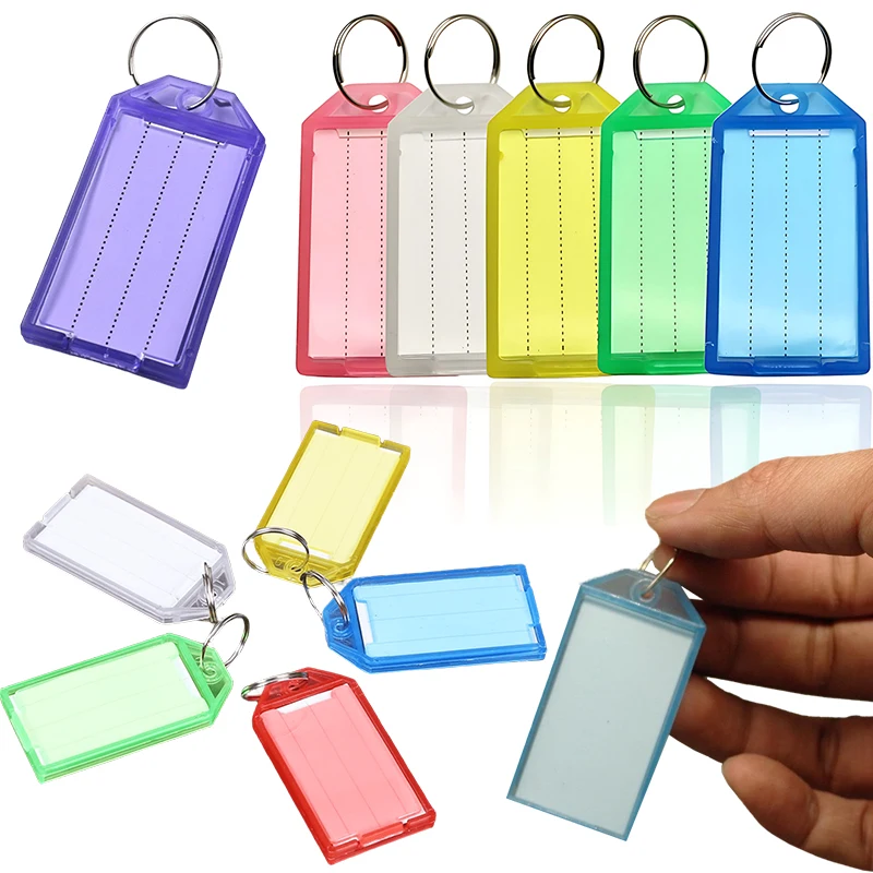 20PCS Flap Key Tags Assorted Mixed Multiple Colors Plastic Key Tags with Split Ring DIY Name Keychain Label Luggage Mark ZYF