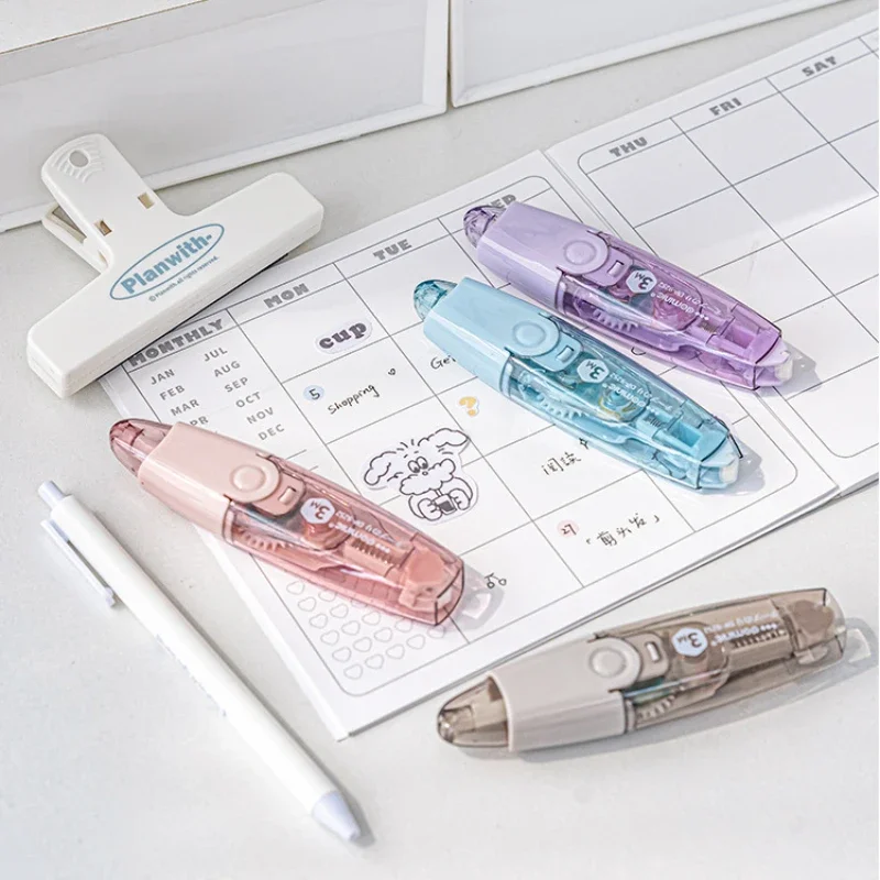 1 Piece Simplicity Correction Tape Style Glue Fashion Solid Color Press Type Double Side Glue Paste Non-sticky Sticker Scrapbook