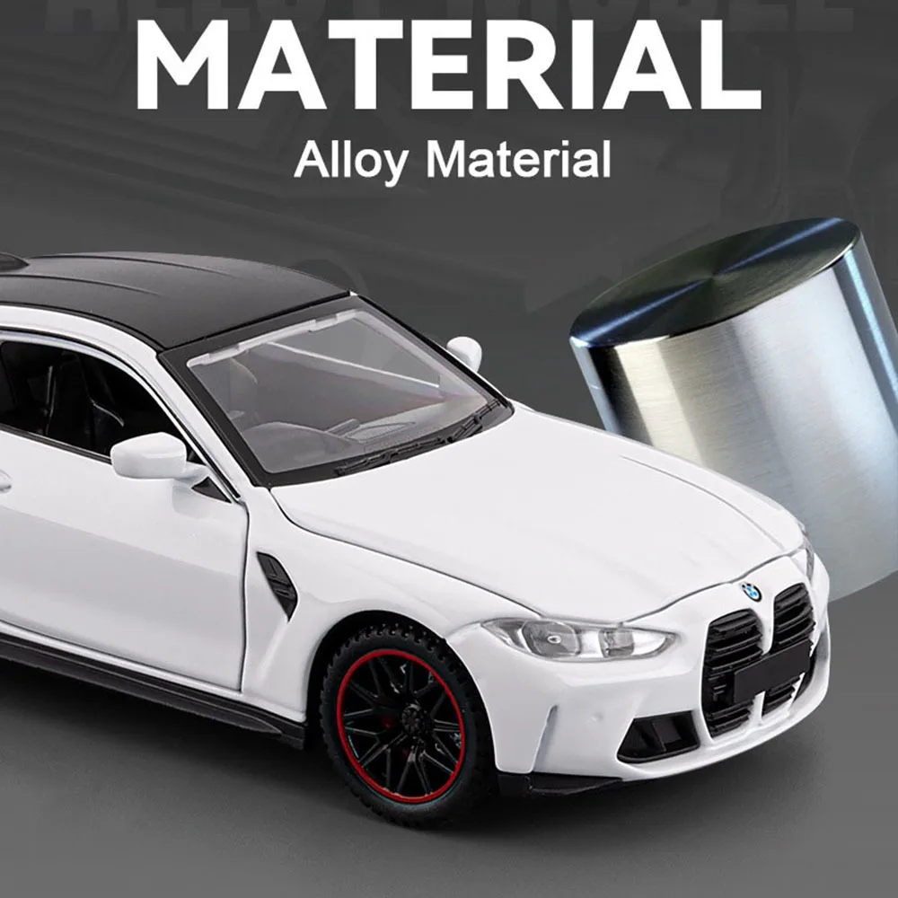 Modelo de coche de simulación 1:32 M4 320I, juguetes de Metal fundido a presión, puertas abiertas, luz de sonido, neumáticos de goma, vehículos ornamentales para niños