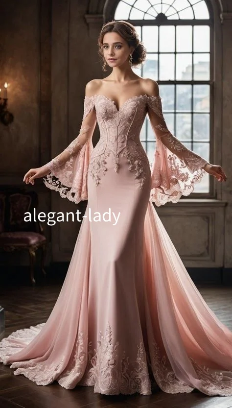 فستان حفلة موسيقية من التاريخ باللون الوردي العتيق بدون حمالات من الدانتيل الجنية بأكمام طويلة فستان محكمة الملكة القوطية عصر النهضة مخصص